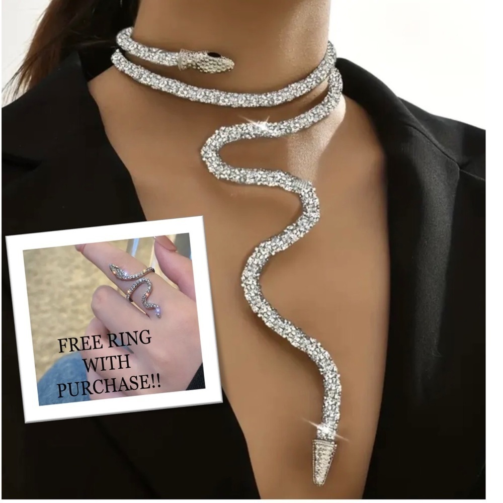 Fashion Silver Glitter Snake Simulation Adjustable Wrap Necklace or Bracelet
